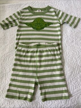 Star Wars Hanna Anderson Pajama Shorts Set Yoda Organic Cotton Size 12